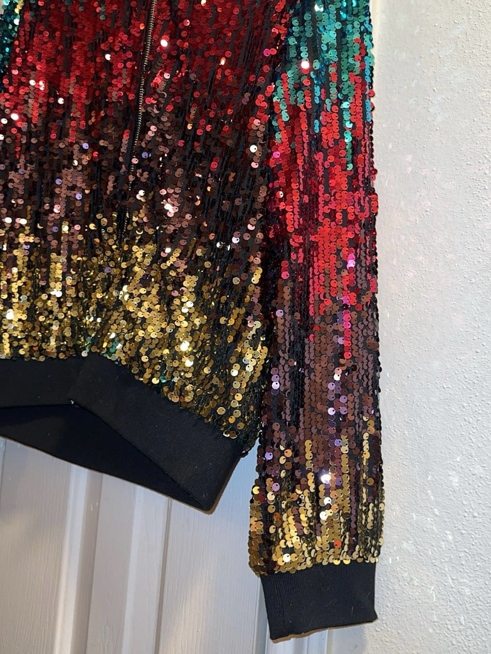 Anna-Kaci Women's Multicolor Sequin Bomber Jacket - Picture 5 of 10
